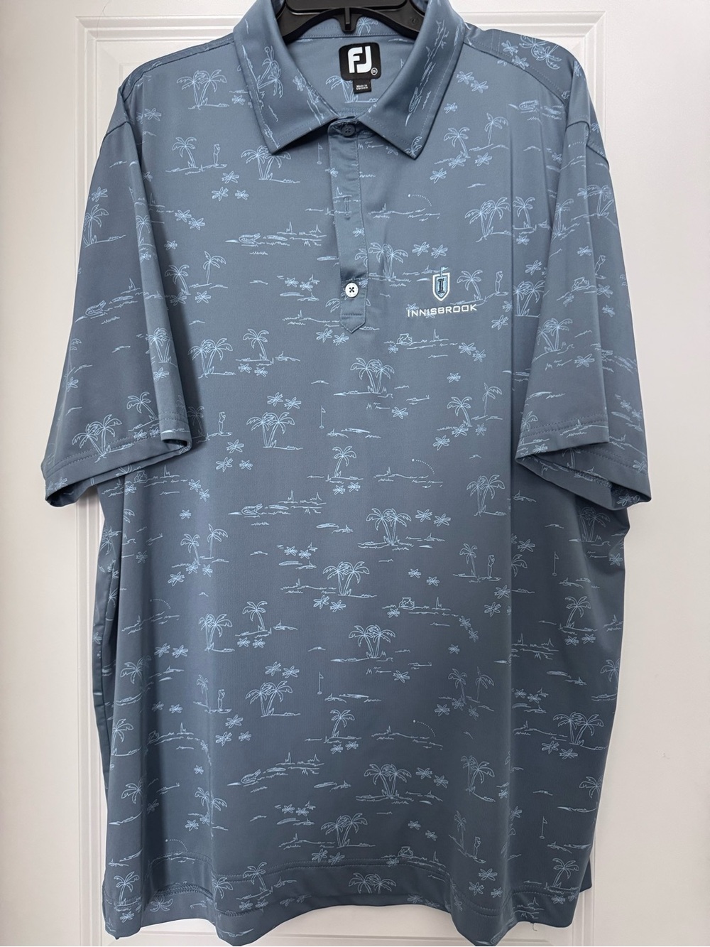 FootJoy Men's Dusty Blue Palm-Print Golf Polo